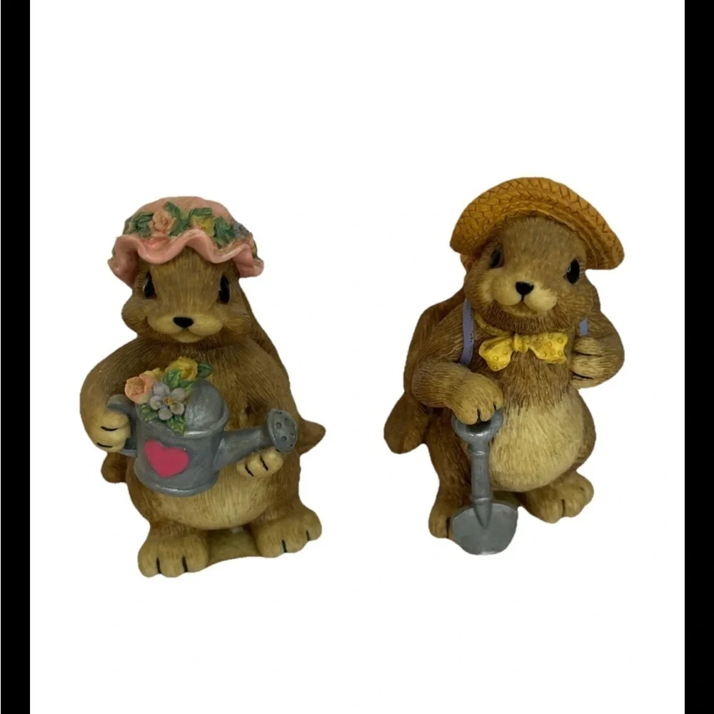 Vintage Long Ear Bunny Figurines Mervyn’s 1997 Boy Girl Spring